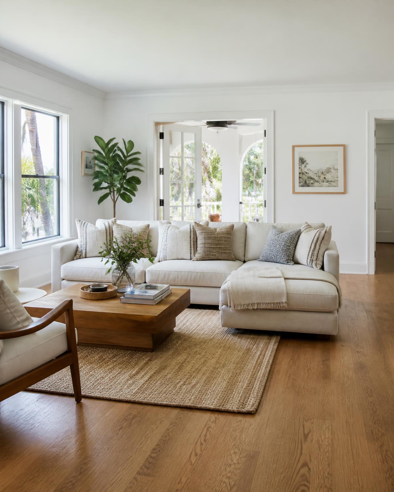 Bright, freshly cleaned living room in a Jacksonville home